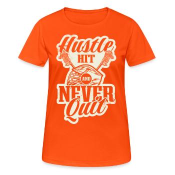 Lacrosse LAX Club Team Spieler Trainer Fans Coach - Frauen T-Shirt atmungsaktiv - Neonorange - Vorne - AI Model Female 172 dark (172cm)