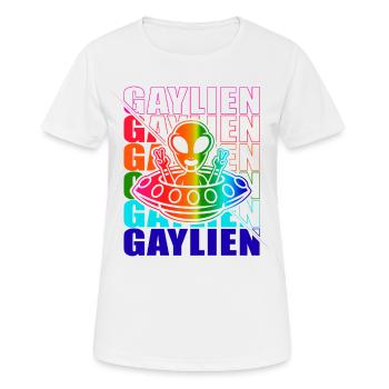 Gender Lesben, Schwule, Trans, Queer Regenbogen - Frauen T-Shirt atmungsaktiv - Weiß - Vorne - AI Model Female 172 dark (172cm)