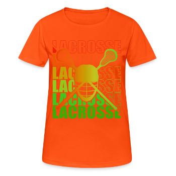 Lacrosse LAX Club Team Spieler Trainer Fans Coach - Frauen T-Shirt atmungsaktiv - Neonorange - Vorne - AI Model Female 172 dark (172cm)