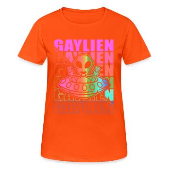 Gender Lesben, Schwule, Trans, Queer Regenbogen - Frauen T-Shirt atmungsaktiv - Neonorange - Vorne - AI Model Female 172 dark (172cm)