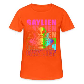 Gender Lesben, Schwule, Trans, Queer Regenbogen - Frauen T-Shirt atmungsaktiv - Neonorange - Vorne - AI Model Female 172 dark (172cm)