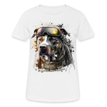 Pit Bull as a soldier - Women's Breathable T-Shirt - white - Front - AI Model Female 172 dark (172cm)