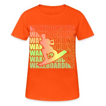 Wakeboard Wakeboarder Wakeboarding Freestyle DNA - T-shirt respirant Femme - orange néon - Devant - AI Model Female 172 dark (172cm)