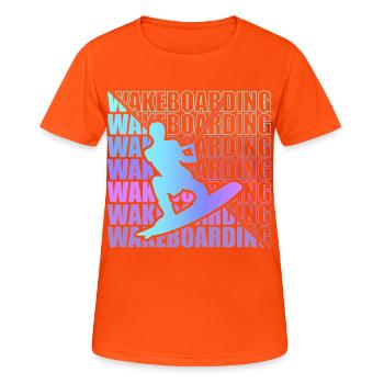 Wakeboard Wakeboarder Wakeboarding Freestyle DNA - T-shirt respirant Femme - orange néon - Devant - AI Model Female 172 dark (172cm)