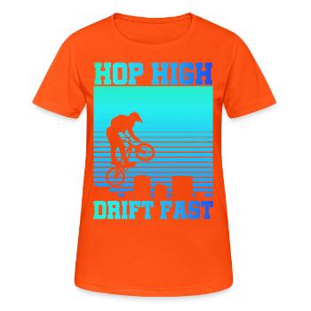 vintage bike outfit, bike urban freestyle bmx - Women's Breathable T-Shirt - neon orange - Front - AI Model Female 172 dark (172cm)