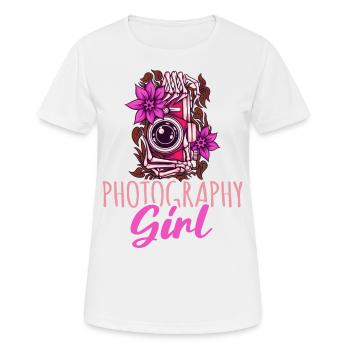 Photographie Photo Photographe Photographes! Photographes - T-shirt respirant Femme - blanc - Devant - AI Model Female 172 dark (172cm)