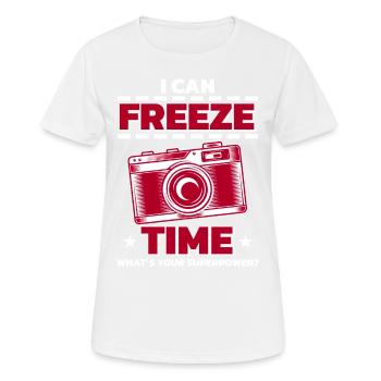 Photographie Photo Photographe Photographes! Photographes - T-shirt respirant Femme - blanc - Devant - AI Model Female 172 dark (172cm)