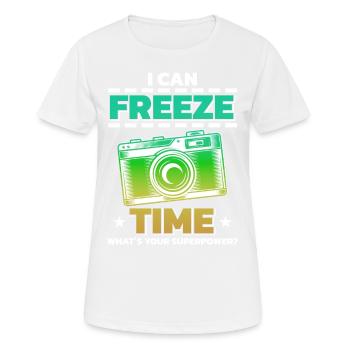 Photographie Photo Photographe Photographes! Photographes - T-shirt respirant Femme - blanc - Devant - AI Model Female 172 dark (172cm)