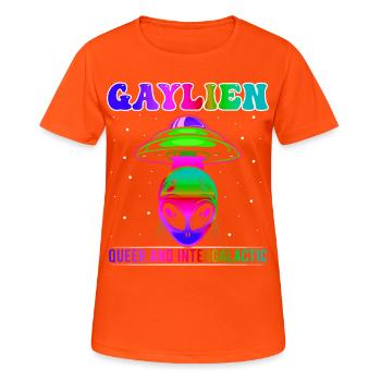 Gender Lesben, Schwule, Trans, Queer Regenbogen - Frauen T-Shirt atmungsaktiv - Neonorange - Vorne - AI Model Female 172 dark (172cm)