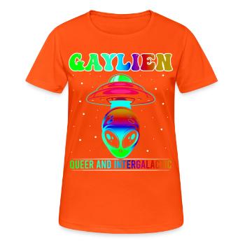 Gender Lesben, Schwule, Trans, Queer Regenbogen - Frauen T-Shirt atmungsaktiv - Neonorange - Vorne - AI Model Female 172 dark (172cm)