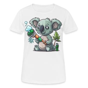 Bong-blasender Koala - Frauen T-Shirt atmungsaktiv - Weiß - Vorne - AI Model Female 172 dark (172cm)
