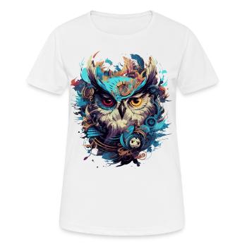 Cool Steampunk Owl - Women's Breathable T-Shirt - white - Front - AI Model Female 172 dark (172cm)