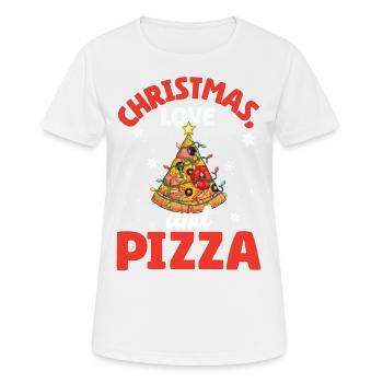 Pizza Junk Food lustiger Spruch Weihnachten, Liebe - Frauen T-Shirt atmungsaktiv - Weiß - Vorne - AI Model Female 172 dark (172cm)