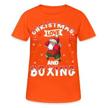 Christmas Love Boxing Boxer Weihnachtsgeschenk - Frauen T-Shirt atmungsaktiv - Neonorange - Vorne - AI Model Female 172 dark (172cm)