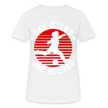 Soccer féminin, Football féminin, Football féminin - T-shirt respirant Femme - blanc - Devant - AI Model Female 172 dark (172cm)