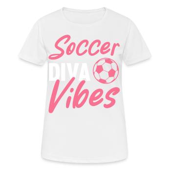 Soccer féminin, Football féminin, Football féminin - T-shirt respirant Femme - blanc - Devant - AI Model Female 172 dark (172cm)