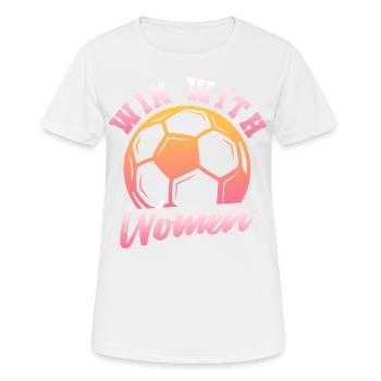 Soccer féminin, Football féminin, Football féminin - T-shirt respirant Femme - blanc - Devant - AI Model Female 172 dark (172cm)