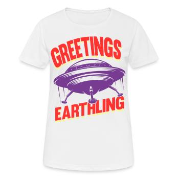 Alien, UFO, UAP, Space, Weltraum Flugobjekt - Frauen T-Shirt atmungsaktiv - Weiß - Vorne - AI Model Female 172 dark (172cm)