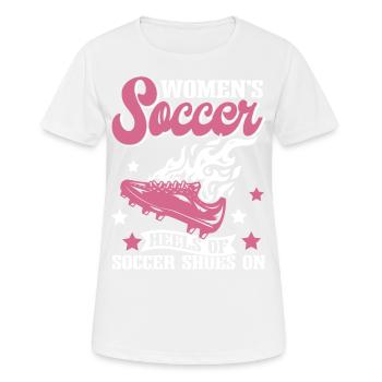Soccer féminin, Football féminin, Football féminin - T-shirt respirant Femme - blanc - Devant - AI Model Female 172 dark (172cm)