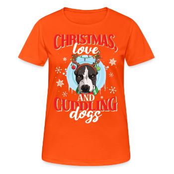 Dog Cuddle Christmas, Love Dogs - Women's Breathable T-Shirt - neon orange - Front - AI Model Female 172 dark (172cm)