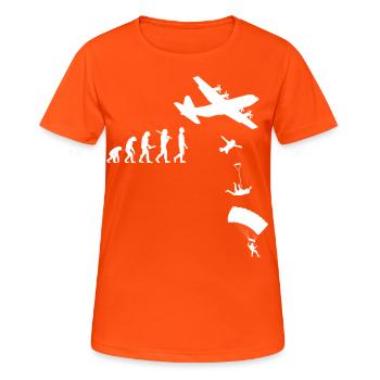 Parachute, Saut en parachute, Freefly, Parachutisme tête en bas - T-shirt respirant Femme - orange néon - Devant - AI Model Female 172 dark (172cm)