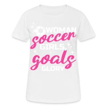 Soccer féminin, Football féminin, Football féminin - T-shirt respirant Femme - blanc - Devant - AI Model Female 172 dark (172cm)