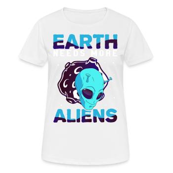 Alien, UFO, UAP, Space, Weltraum Flugobjekt - Frauen T-Shirt atmungsaktiv - Weiß - Vorne - AI Model Female 172 dark (172cm)