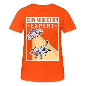 Alien, UFO, UAP, Space, Weltraum Flugobjekt - Frauen T-Shirt atmungsaktiv - Neonorange - Vorne - AI Model Female 172 dark (172cm)