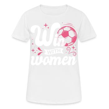 Soccer féminin, Football féminin, Football féminin - T-shirt respirant Femme - blanc - Devant - AI Model Female 172 dark (172cm)