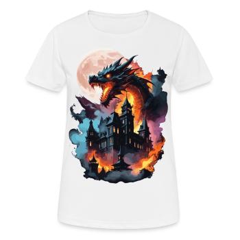 DRAGON MIDNIGHT BLAZE: STADT IN FLAMMEN, MONDCHAOS - Frauen T-Shirt atmungsaktiv - Weiß - Vorne - AI Model Female 172 dark (172cm)