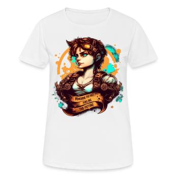 Steampunk Pilot Girl - Frauen T-Shirt atmungsaktiv - Weiß - Vorne - AI Model Female 172 dark (172cm)