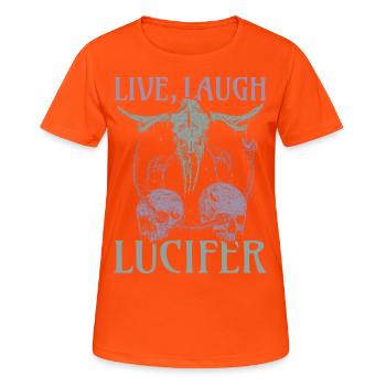 Live Love Luzifer Goth Festival Death Metal - Frauen T-Shirt atmungsaktiv - Neonorange - Vorne - AI Model Female 172 dark (172cm)