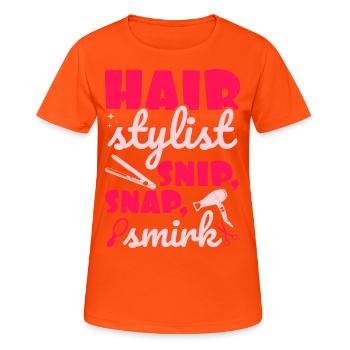 Frisörin Haarstylist Friseursalon Barber Friseurim - Frauen T-Shirt atmungsaktiv - Neonorange - Vorne - AI Model Female 172 dark (172cm)