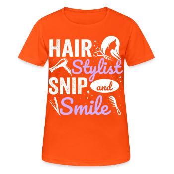 Frisörin Haarstylist Friseursalon Barber Friseurim - Frauen T-Shirt atmungsaktiv - Neonorange - Vorne - AI Model Female 172 dark (172cm)