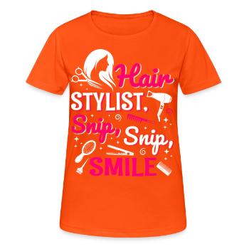 Frisörin Haarstylist Friseursalon Barber Friseurim - Frauen T-Shirt atmungsaktiv - Neonorange - Vorne - AI Model Female 172 dark (172cm)