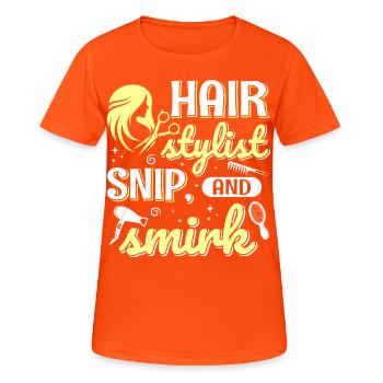 Frisörin Haarstylist Friseursalon Barber Friseurim - Frauen T-Shirt atmungsaktiv - Neonorange - Vorne - AI Model Female 172 dark (172cm)