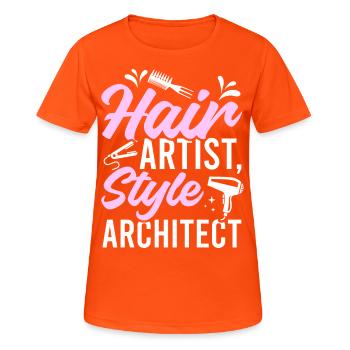 Frisörin Haarstylist Friseursalon Barber Friseurim - Frauen T-Shirt atmungsaktiv - Neonorange - Vorne - AI Model Female 172 dark (172cm)