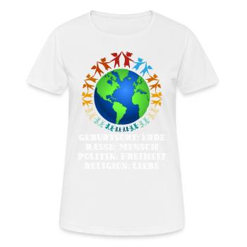 contre le racisme, contre la droite, contre les nazis, l’amour - T-shirt respirant Femme - blanc - Devant - AI Model Female 172 dark (172cm)