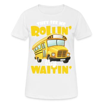 drôle de chauffeur de bus scolaire chauffeur de bus scolaire disant cadeau - T-shirt respirant Femme - blanc - Devant - AI Model Female 172 dark (172cm)