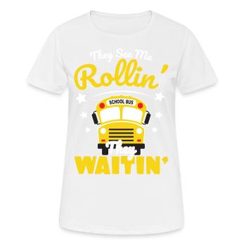 drôle de chauffeur de bus scolaire chauffeur de bus scolaire disant cadeau - T-shirt respirant Femme - blanc - Devant - AI Model Female 172 dark (172cm)