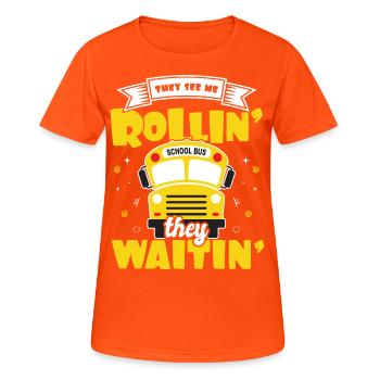 lustiges Busfahrer Schulbusfahrer Spruch Geschenk - Frauen T-Shirt atmungsaktiv - Neonorange - Vorne - AI Model Female 172 dark (172cm)
