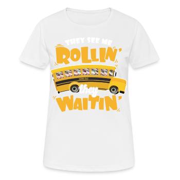 drôle de chauffeur de bus scolaire chauffeur de bus scolaire disant cadeau - T-shirt respirant Femme - blanc - Devant - AI Model Female 172 dark (172cm)