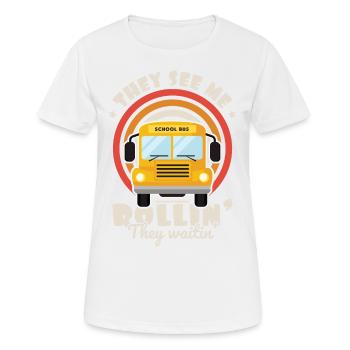drôle de chauffeur de bus scolaire chauffeur de bus scolaire disant cadeau - T-shirt respirant Femme - blanc - Devant - AI Model Female 172 dark (172cm)