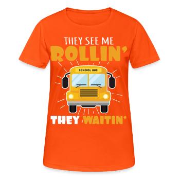 lustiges Busfahrer Schulbusfahrer Spruch Geschenk - Frauen T-Shirt atmungsaktiv - Neonorange - Vorne - AI Model Female 172 dark (172cm)