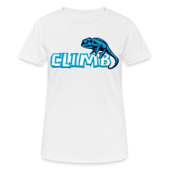 Bouldern, Klettern, Freiklettern Chameleon Boulder - Frauen T-Shirt atmungsaktiv - Weiß - Vorne - AI Model Female 172 dark (172cm)