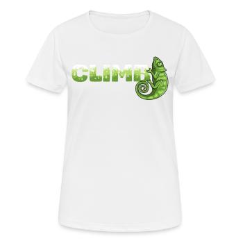 Bouldern, Klettern, Freiklettern Chameleon Boulder - Frauen T-Shirt atmungsaktiv - Weiß - Vorne - AI Model Female 172 dark (172cm)