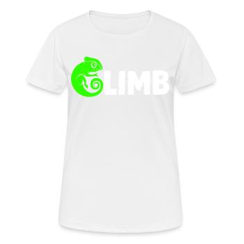 Bouldern, Klettern, Freiklettern Chameleon Boulder - Frauen T-Shirt atmungsaktiv - Weiß - Vorne - AI Model Female 172 dark (172cm)