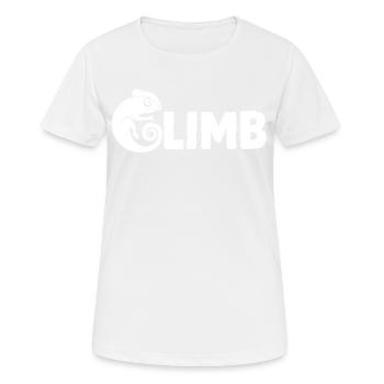 Bouldern, Klettern, Freiklettern Chameleon Boulder - Frauen T-Shirt atmungsaktiv - Weiß - Vorne - AI Model Female 172 dark (172cm)