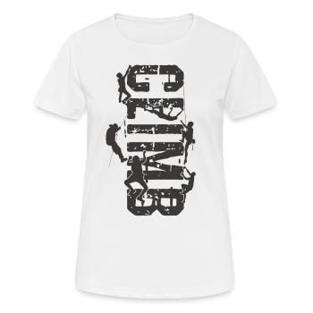 Bouldern, Klettern, Freiklettern Chameleon Boulder - Frauen T-Shirt atmungsaktiv - Weiß - Vorne - AI Model Female 172 dark (172cm)