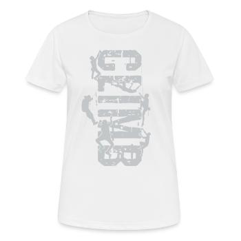 Bouldern, Klettern, Freiklettern Chameleon Boulder - Frauen T-Shirt atmungsaktiv - Weiß - Vorne - AI Model Female 172 dark (172cm)